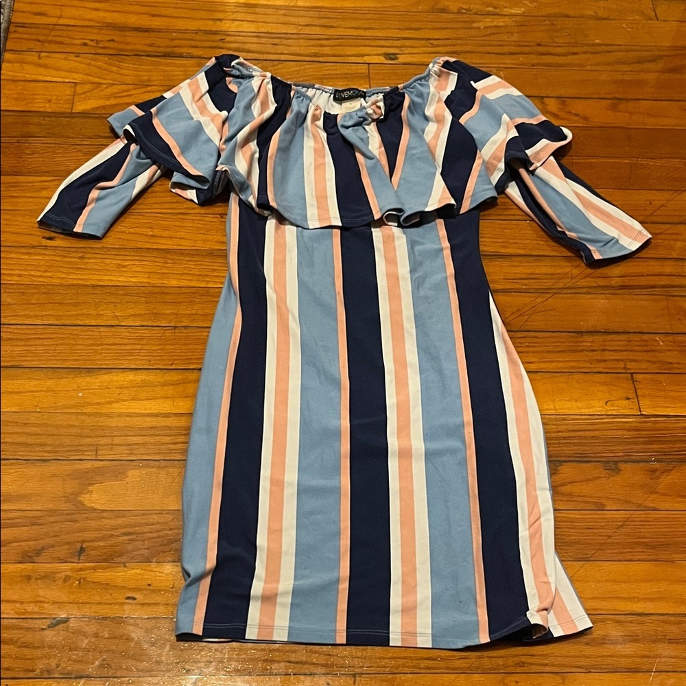 Striped Off-Shoulder Mini Dress